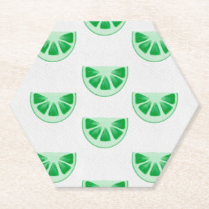 Dessous-de-verre En Papier Tranches de citron vert frais minimaliste sur toil