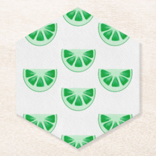 Dessous-de-verre En Papier Tranches de citron vert frais minimaliste sur toil