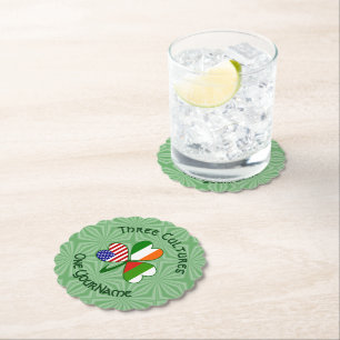Dessous-de-verre En Papier Trèfle personnalisé Drapeau Bulgare Irlandais Amér