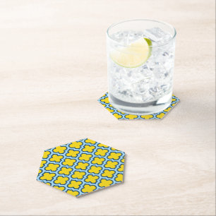 Dessous-de-verre En Papier Trellis jaune et bleu bébé, treillis, Quatrefoil