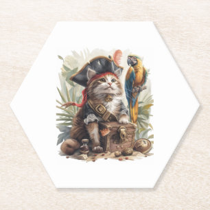 Dessous-de-verre En Papier Trésor de chat pirate