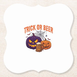 Dessous-de-verre En Papier Trick Or Beer Halloween Citrouilles Tasse Toile D'