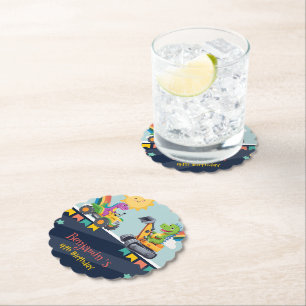 Dessous-de-verre En Papier Tricolore char dinosaure char Rainbow ballon HBD