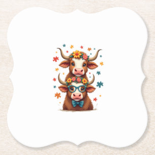 Dessous-de-verre En Papier Trio de vaches Highland autisme vintage regardant