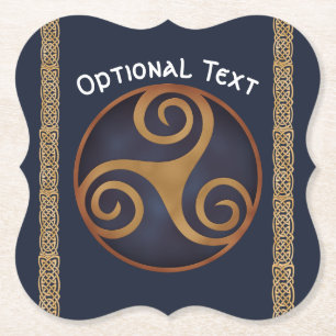 Dessous-de-verre En Papier Triskelion celtique (bleu) personnalisé