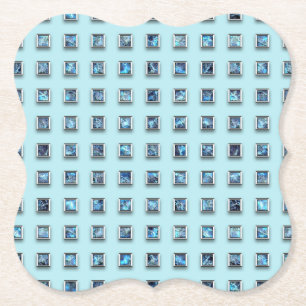 Dessous-de-verre En Papier Turquoise Bleu et Golden Gem Moderne
