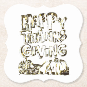 Dessous-de-verre En Papier Typographie bon thanksgiving Citrouille de récolte