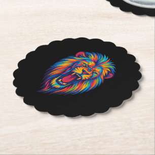DESSOUS-DE-VERRE EN PAPIER UN LION PEINT
