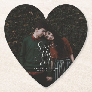 Dessous-de-verre En Papier Un mariage avec un script de photos du coeur Sauve