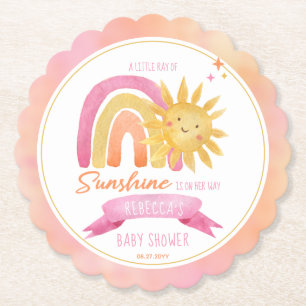 Dessous-de-verre En Papier Un petit rayon de soleil Baby shower fille