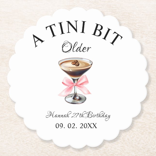 Dessous-de-verre En Papier Un Tini Bit Ancien Martini fête d'anniversaire (Devant)