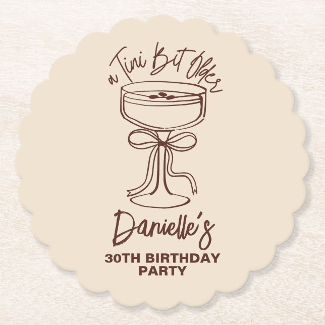 Dessous-de-verre En Papier Un Tini Bit plus vieux Espresso Martini 30e annive (Devant)