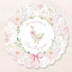 Dessous-de-verre En Papier Une Fille d'Oie Idiote Rose Blush Arc 1er Annivers