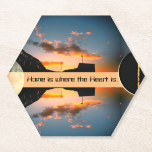 Dessous-de-verre En Papier Une rue couronnée d'étoiles et la lune inhabituell