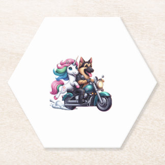 Dessous-de-verre En Papier Unicorn Riding A Motorcycle Girls Women Kids Germa