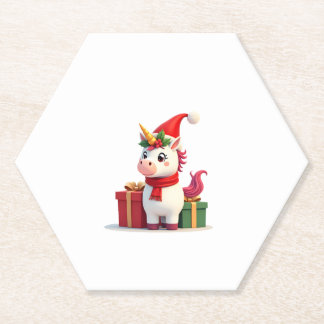 Dessous-de-verre En Papier Unicorn Xmas Decoration Santa Unicorn Christmas T-