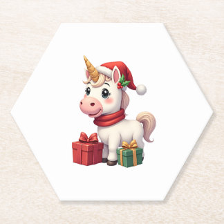Dessous-de-verre En Papier Unicorn Xmas Decoration Santa Unicorn Christmas T-