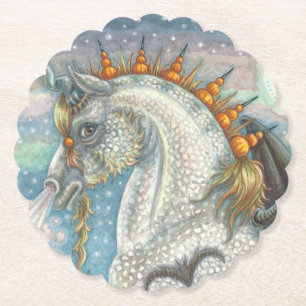 DESSOUS-DE-VERRE EN PAPIER UNICORNE DE HALLOWEEN GOTHIQUE AVEC AILES DE MAIN,