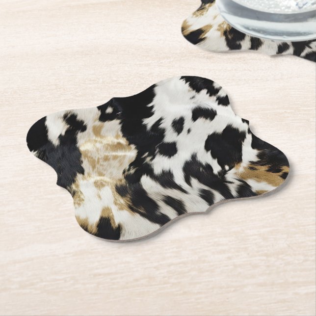 Dessous-de-verre En Papier Vache blanche noire (Incliné)