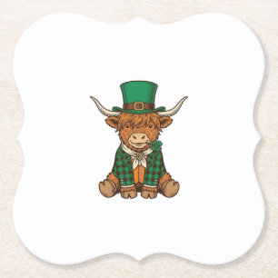 Dessous-de-verre En Papier Vache des Highlands mignonne chemise vintage trèfl
