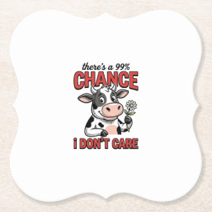 Dessous-de-verre En Papier Vache Drôle Chance Je M'en Fiche Vintage