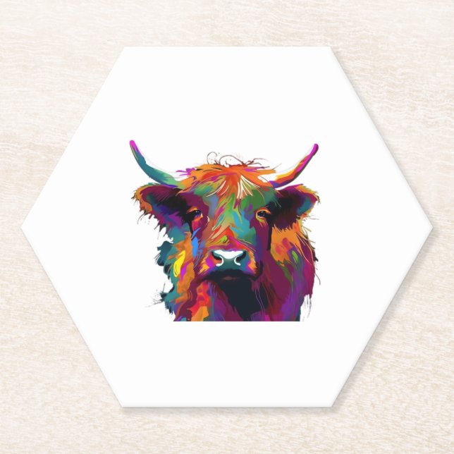 Dessous-de-verre En Papier Vache, vache, vache, art de la vache des hautes te (Devant)