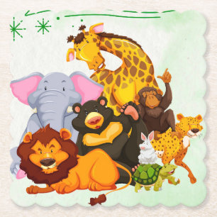 Dessous-de-verre En Papier Venez Rejoindre Le Pack Safari Animal Party