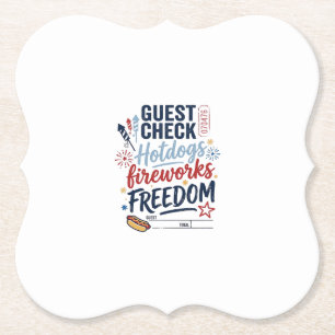 Dessous-de-verre En Papier Vérification des invités patriotiques Feux d'artif