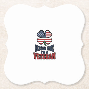 Dessous-de-verre En Papier Vétéran Kiss Me Trèfle Patriotique Vintage Chemise