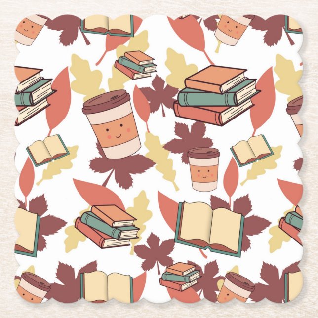 Dessous-de-verre En Papier Vibes d'automne confortables Kawaii (Devant)