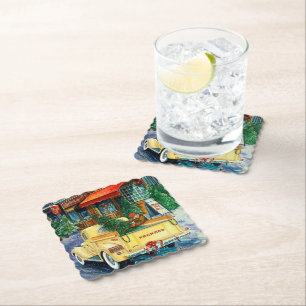 Dessous-de-verre En Papier Ville de Noël rétro