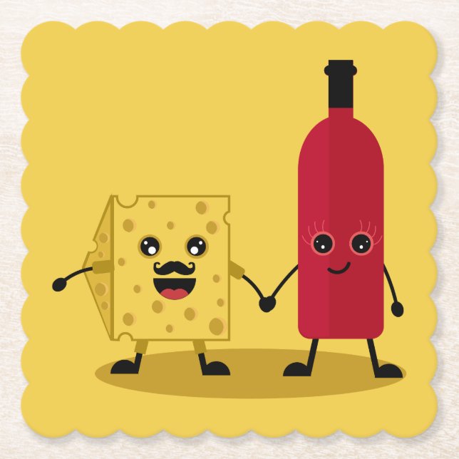 Dessous-de-verre En Papier Vin Et Fromage Invitation (Devant)