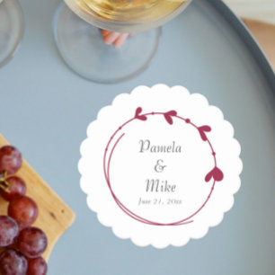 Dessous-de-verre En Papier Vin Rouge simple coeur Mariage de couronne