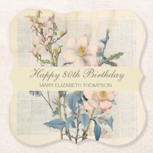 Dessous-de-verre En Papier Vintage botanique Fleur sauvage 80e anniversaire