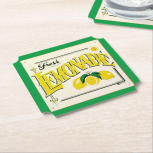 Dessous-de-verre En Papier Vintage citron jaune citron café de fruits d'été