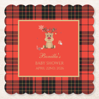 Dessous-de-verre En Papier Vintage Dark Red Baby Shower  Paper Coaster