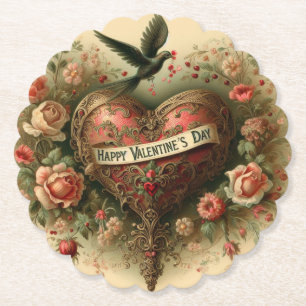Dessous-de-verre En Papier Vintage/rétro/Victorian Valentine's day heart