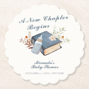 Dessous-de-verre En Papier Vintage Un Nouveau Chapitre Baby shower De Bouteil