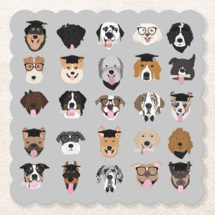 Dessous-de-verre En Papier Visage de chien de fin d'études
