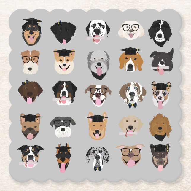 Dessous-de-verre En Papier Visage de chien de fin d'études (Devant)