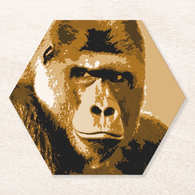 Dessous-de-verre En Papier Visage de Gorilla (Devant)