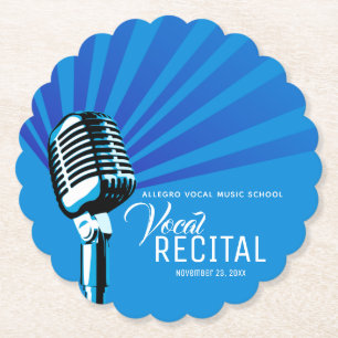 Dessous-de-verre En Papier Vocal récital classique musique microphone bleu