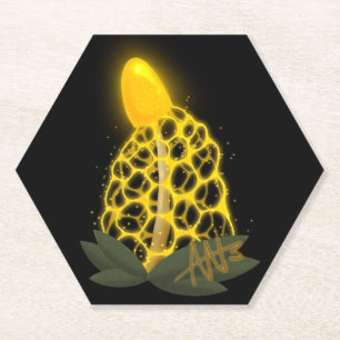 Dessous-de-verre En Papier Voile nuptiale magique Champignon jaune étincelant