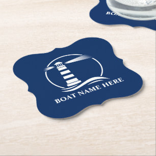 Dessous-de-verre En Papier Votre nom de bateau ou votre texte Phare classique