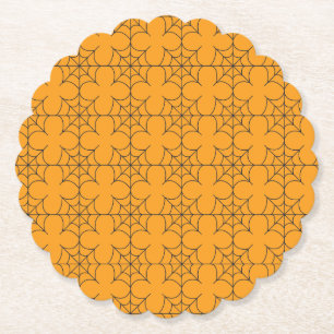 Dessous-de-verre En Papier Web moderne Orange et Black Linear Spider