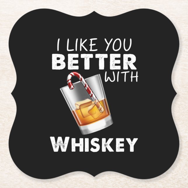 Dessous-de-verre En Papier Whiskey Lover | Je T'Aime Mieux Avec Whiskey (Devant)