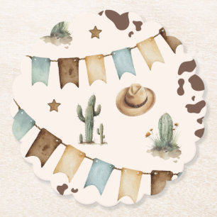 Dessous-de-verre En Papier Wild West Boy Première Rodéo 1ère fête d'anniversa