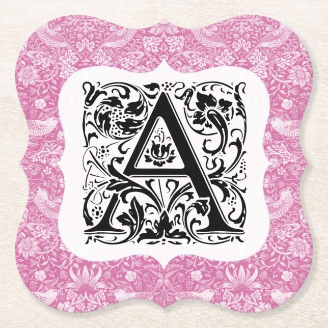 Dessous-de-verre En Papier William Morris Alphabet Strawberry Thief Rose (Devant)