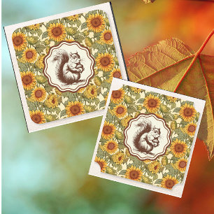 Dessous-de-verre En Papier William Morris Autumn Sunflower Squirrel Retro