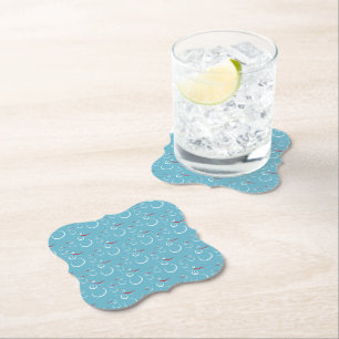 Dessous-de-verre En Papier Winter Cyan Cute Snowman Famille Motif